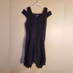Black Lace Asymmetrical Midi Dress Size 18